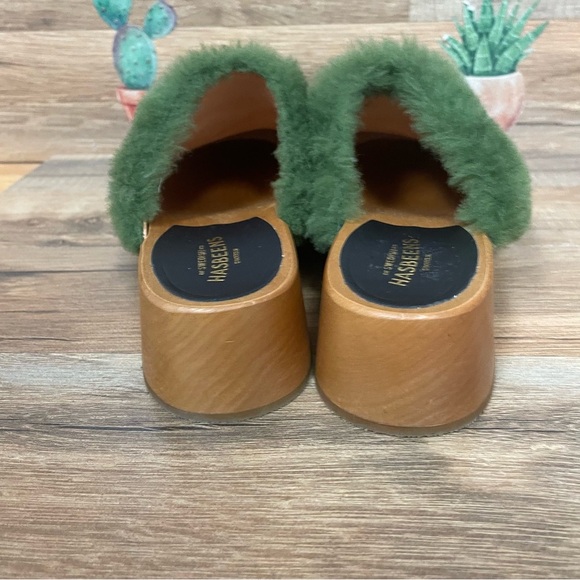 Swedish Hasbeens Fluff Clogs green on Anthropologie women’s size 6/ 36 - Picture 5 of 9